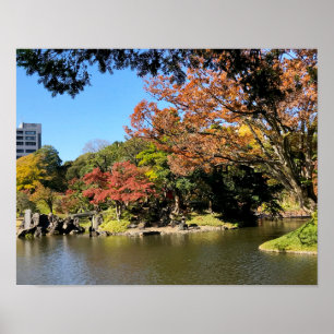 Colorful Trees Scenery at Japanese Garden Poster