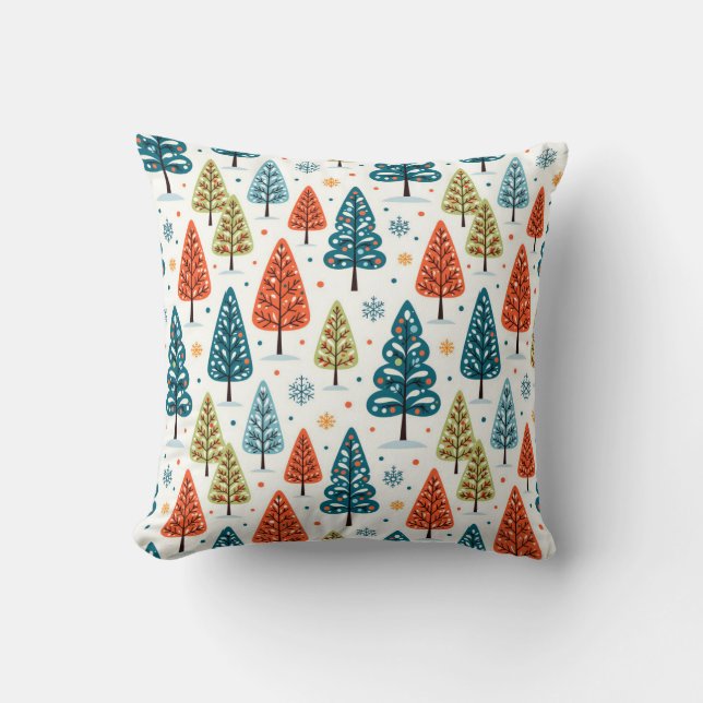 Colorful Trees Throw Pillow (Front)