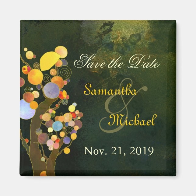 Colorful Trees Wedding Save the Date Magnet (Front)