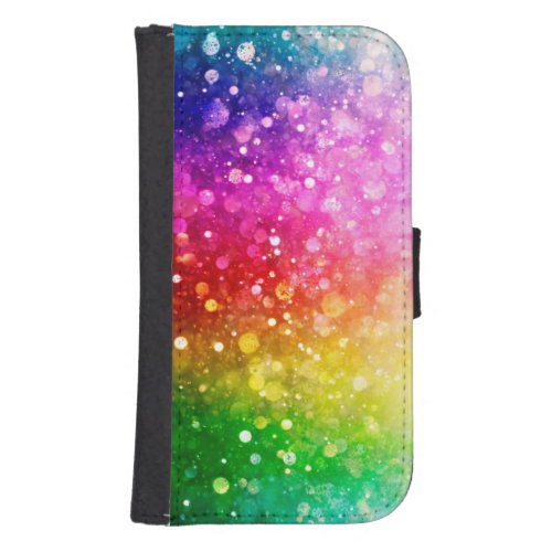 Colorful Trendy Abstract Bokeh Glitter Wallet Phone Case For Samsung Galaxy S4