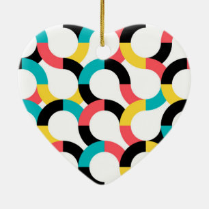Colorful, trendy, cheerful, fun modern geometric ceramic ornament