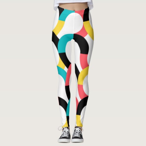 Colorful trendy cheerful fun modern geometric leggings