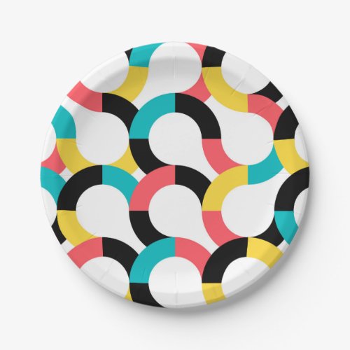 Colorful trendy cheerful fun modern geometric paper plates