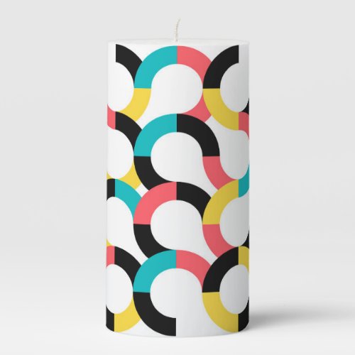 Colorful trendy cheerful fun modern geometric pillar candle