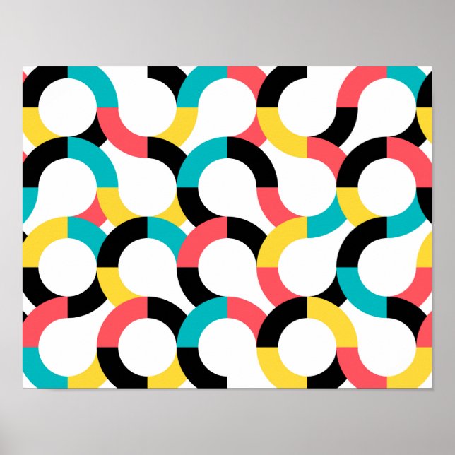 Colorful, trendy, cheerful, fun modern geometric poster (Front)