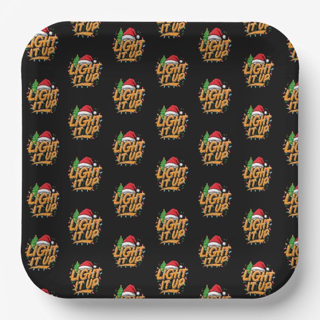 Colorful Trendy Christmas  Paper Plates (Front)