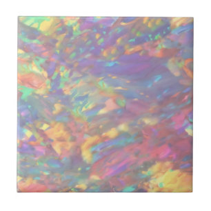 Colorful Trendy faux holographic opal Ceramic Tile