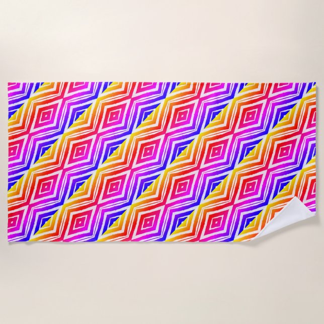  Colorful Trendy Geometric Beach Towel (Front)