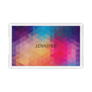 Colorful Trendy Geometric Pattern Acrylic Tray