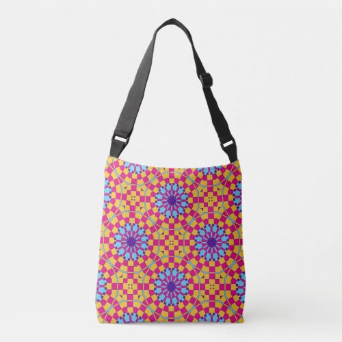 Colorful Trendy Modern Mosaic Geometric Pattern Crossbody Bag