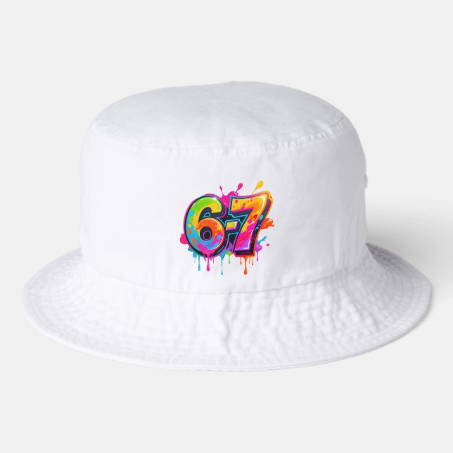 Colorful Trendy Modern Teen 6-7 67 Bucket Hat (Front)