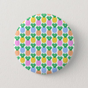 Colorful Trendy Pineapple Pattern Pinback Button
