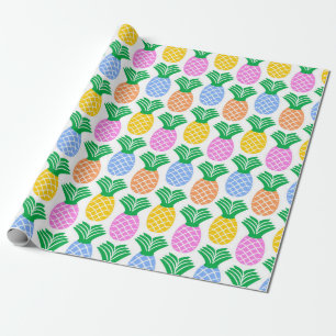 Colorful Trendy Pineapple Pattern Wrapping Paper