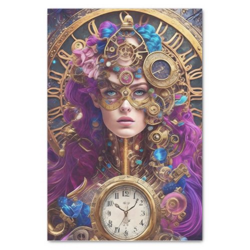 Colorful Trendy Steampunk Decoupage Tissue Paper