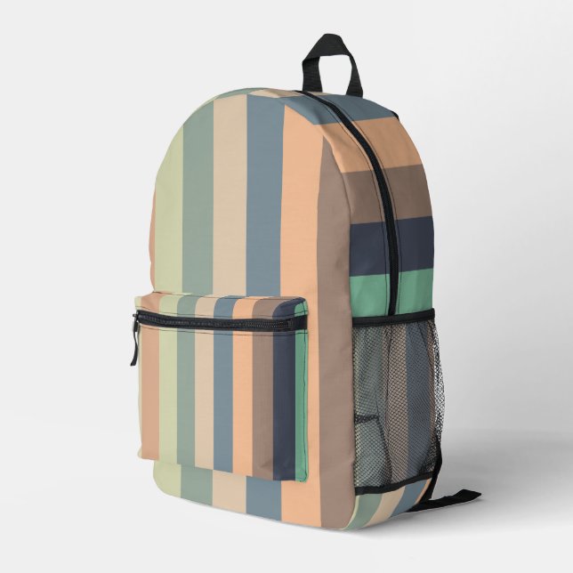 Colorful Trendy Stripes Printed Backpack (Back Corner Right)