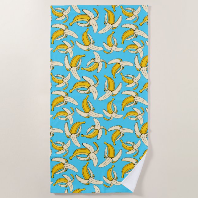 Colorful Trendy Tropical Banana Fruit Food Pattern Beach Towel (Front)