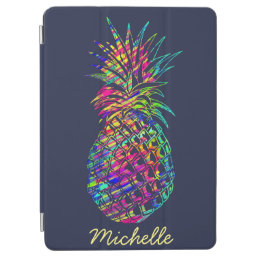 Colorful Trendy Tropical Pineapple Personalised iPad Air Cover