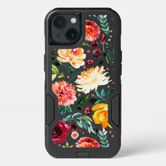 Colorful trendy watercolors flowers pattern iPhone 13 case