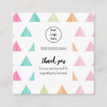 Colorful triangle business card review thank you