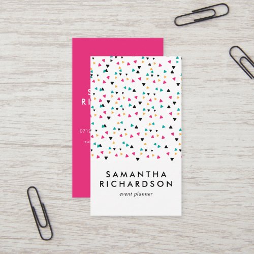 Colorful Triangle Confetti Pattern Business Card