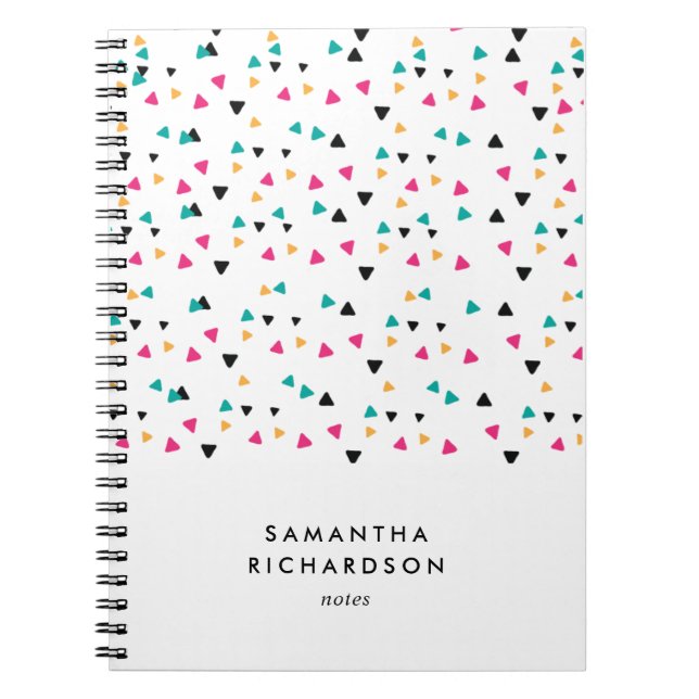 Colorful Triangle Confetti Personalized Notebook (Front)