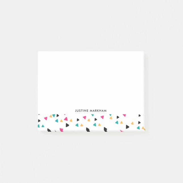 Colorful Triangle Confetti Personalized Post-it Notes (Front)