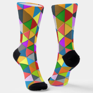 Colorful triangle galore geometric pattern socks