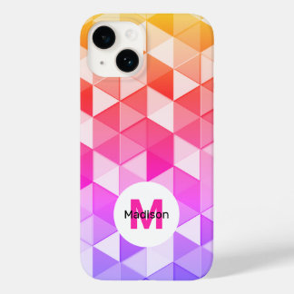 Colorful triangle geometry pattern Monogram Case-Mate iPhone 14 Case