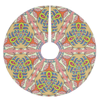 Colorful triangle patchwork, hand-drawn art. brushed polyester tree skirt