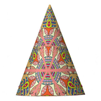 Colorful triangle patchwork, hand-drawn art. party hat