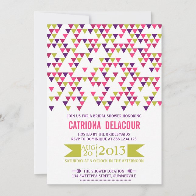 Colorful Triangle Pattern Bridal Shower Invitation (Front)