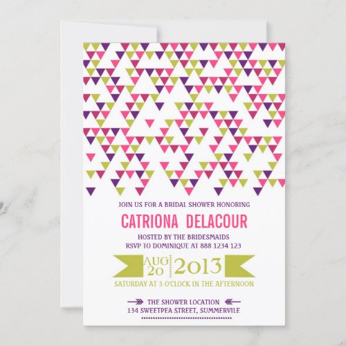 Colorful Triangle Pattern Bridal Shower Invitation