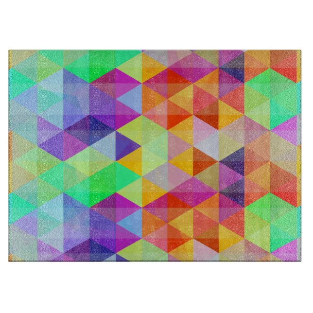 Colorful triangle polygonal pattern cutting board (Front)