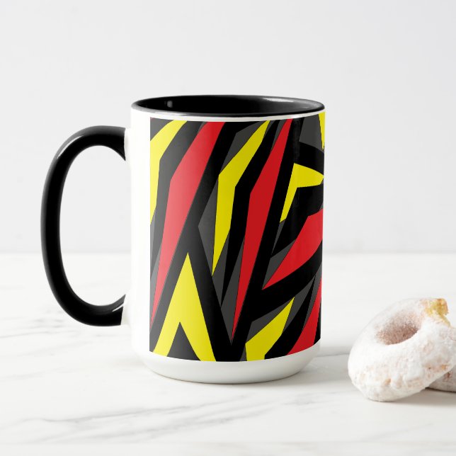 Colorful Triangle Stripes Pattern Geometric Mug (With Donut)