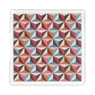 Colorful Triangle Tiles: Vintage Mosaic Acrylic Tray