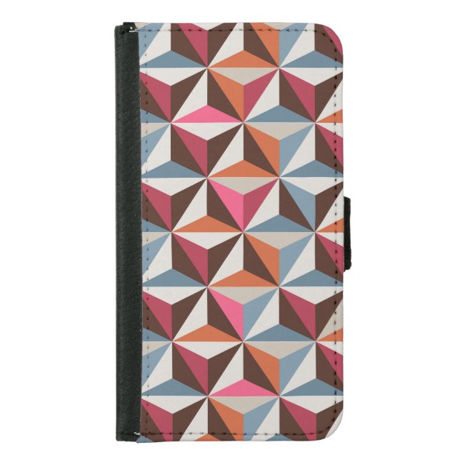 Colorful Triangle Tiles: Vintage Mosaic Samsung Galaxy Wallet Case (Front)