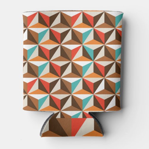 Colorful Triangle Tiles Vintage Pattern Can Cooler