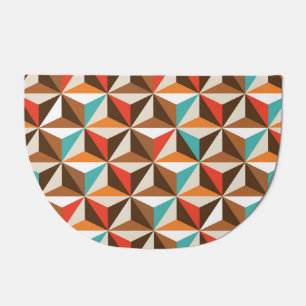 Colorful Triangle Tiles Vintage Pattern Doormat
