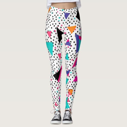 Colorful triangles 80s style leggings
