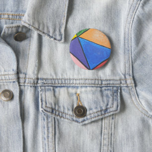 Colorful Triangles Abstract Art Button