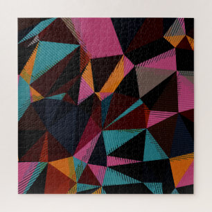 Colorful Triangles Abstract Geometric Background. Jigsaw Puzzle