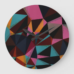 Colorful Triangles Abstract Geometric Background. Large Clock