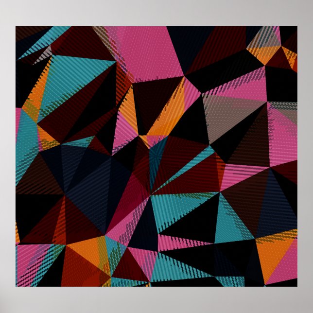 Colorful Triangles Abstract Geometric Background. Poster (Front)