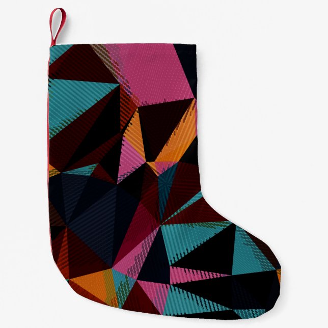 Colorful Triangles Abstract Geometric Background. Small Christmas Stocking (Front)