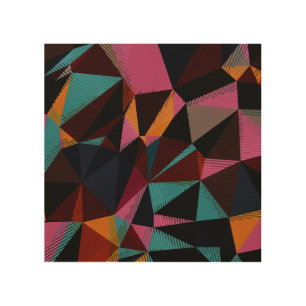 Colorful Triangles Abstract Geometric Background. Wood Wall Art