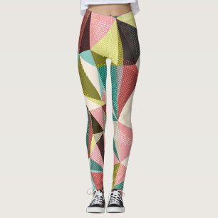 Colorful Triangles, Abstract Geometric Shapes. Leggings