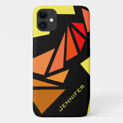 Colorful triangles Abstract Geometric Yellow black iPhone 11 Case