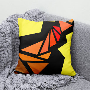 Colorful triangles Abstract Geometric Yellow black Throw Pillow