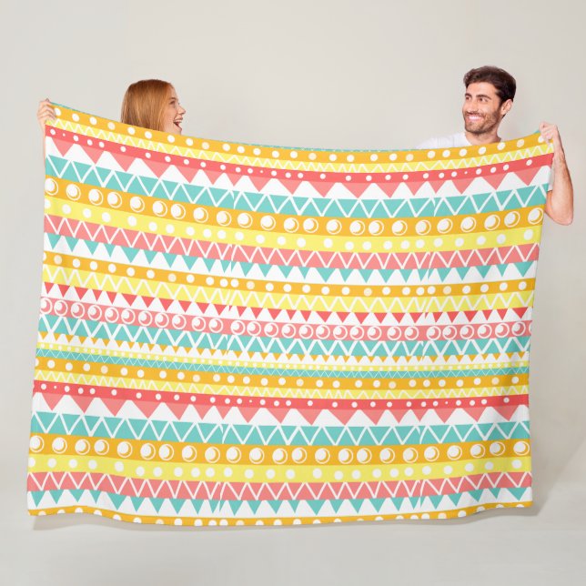 Colorful Triangles And Circles Fleece Blanket (In Situ)