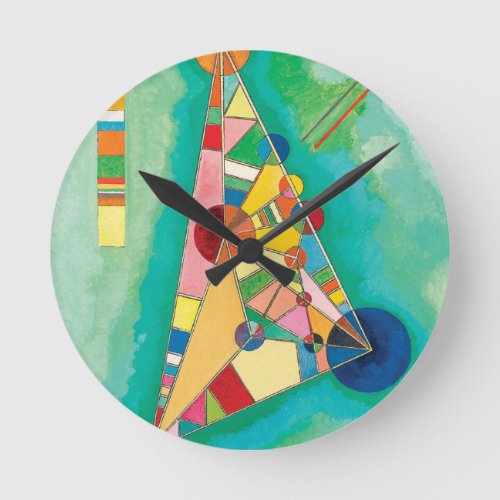 Colorful Triangles by Wassily Kandinsky Round Clock